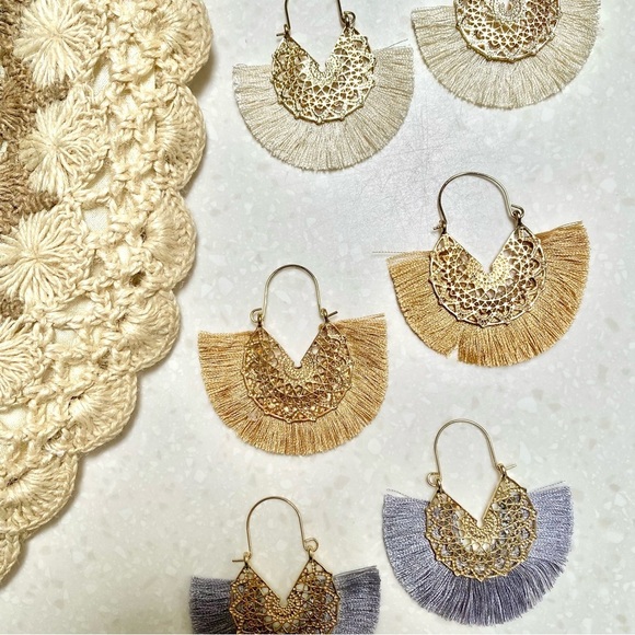 Earth Goddess Fringe tassel boho earrings w hippy retro vibe - Picture 7 of 16